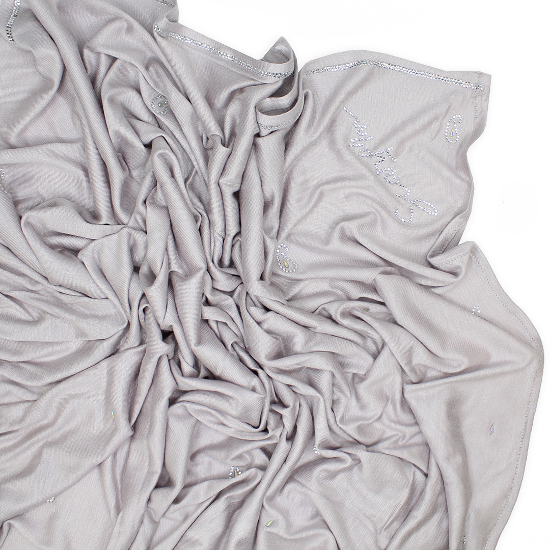 CHALE EMALY "STRASS PAISLEY" - Gris sophy