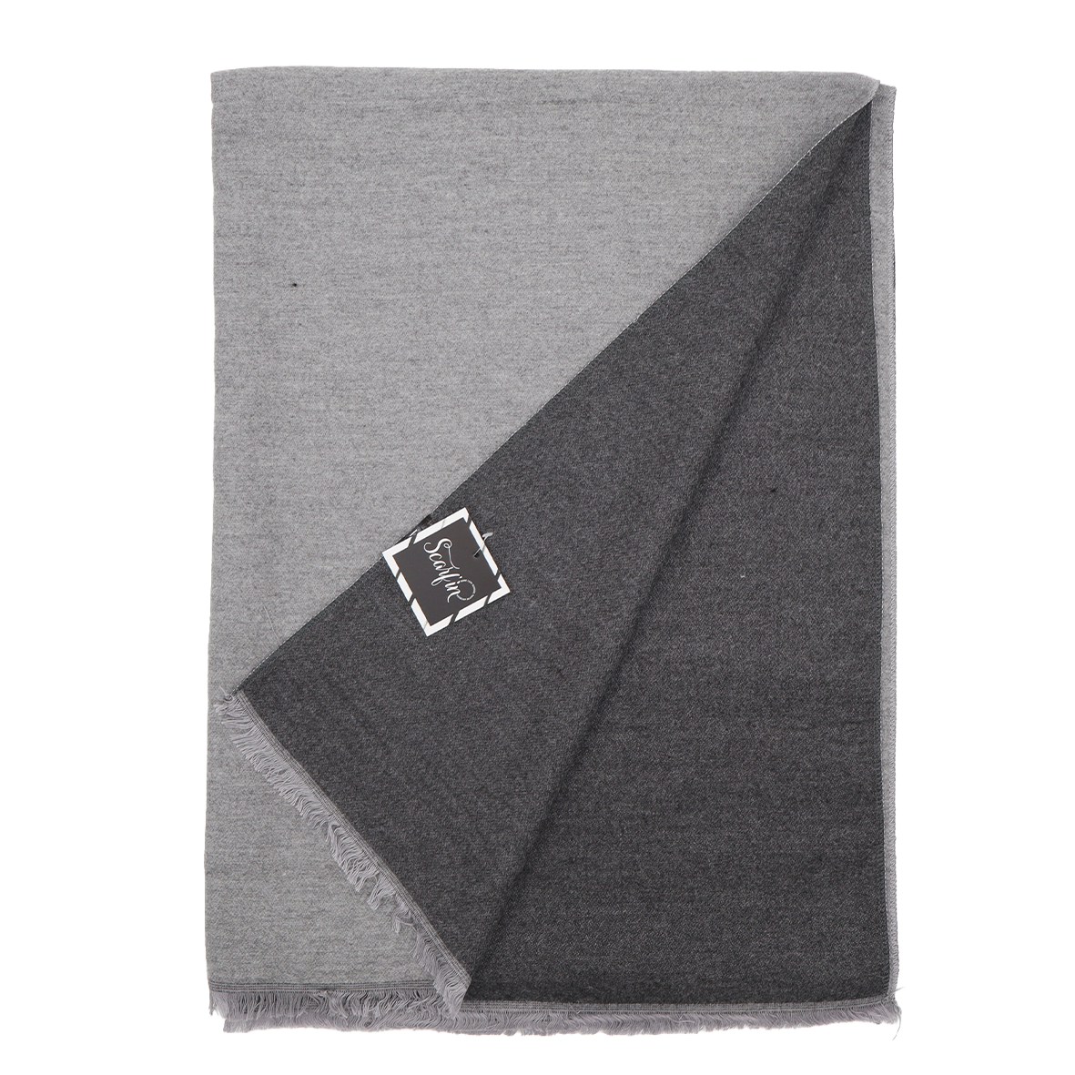 Écharpe en laine double face unie - Gris foncé