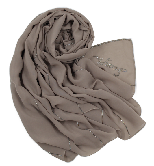 CHALE "CHIFFON STRASS" 8 lines - Gris taupe