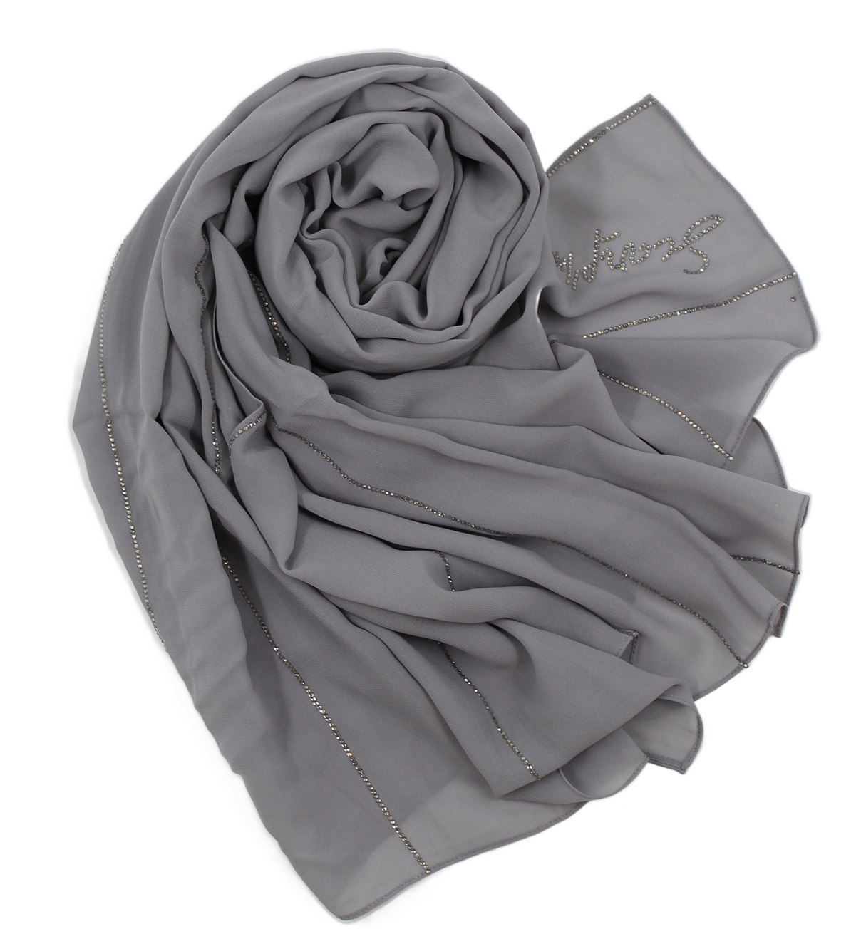 CHALE "CHIFFON STRASS" 8 lines -Gris