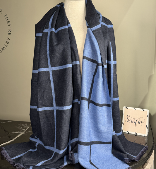 Echarpe double face - Bleu marine / Azur