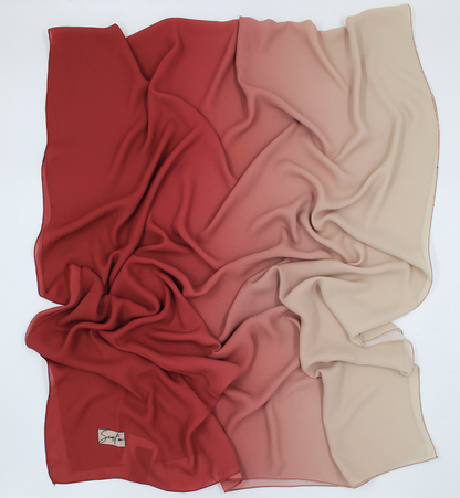 CHALE YAOMY® DÉGRADÉ - Rouge carmin to beige