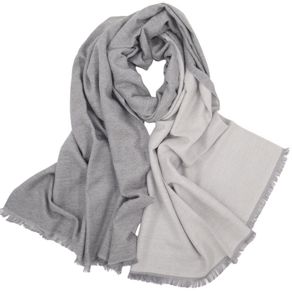 Écharpe en laine double face unie - Gris clair