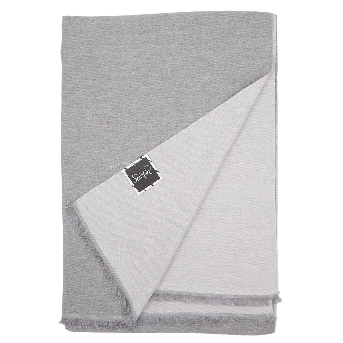 Écharpe en laine double face unie - Gris clair