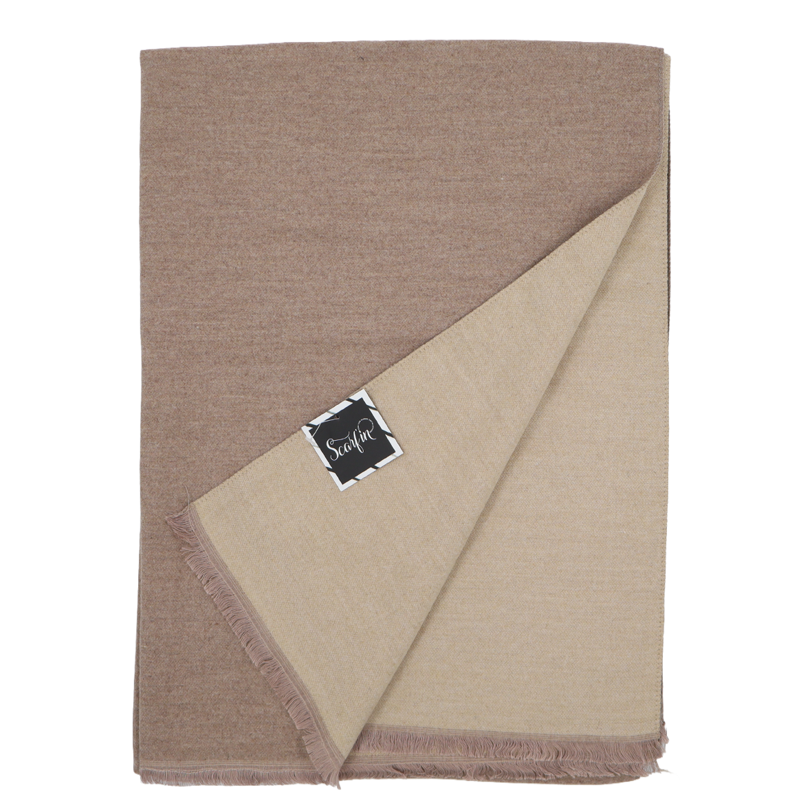 Écharpe en laine double face unie - Beige