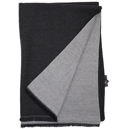 Écharpe en laine double face unie - Noir / Gris
