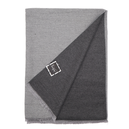 Écharpe en laine double face unie - Gris foncé