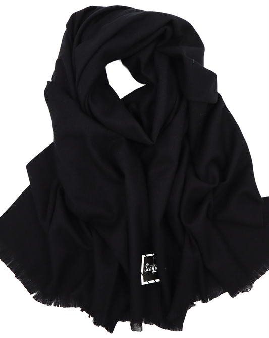 Écharpe en laine unie - Noir