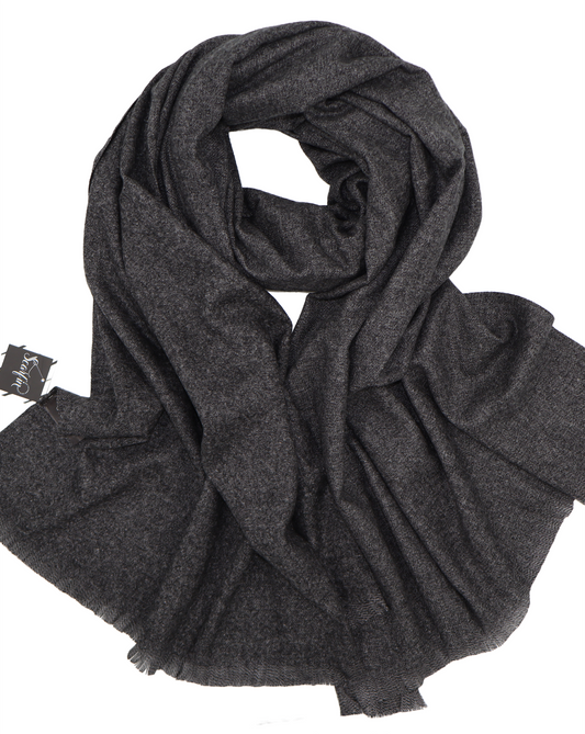 Écharpe en laine unie - Gris foncé
