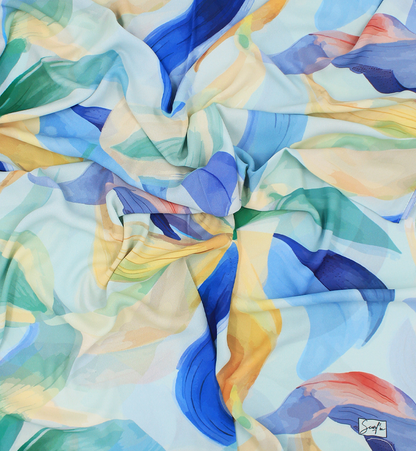 CHÂLE YAOMY® "PETALS" - Bleu